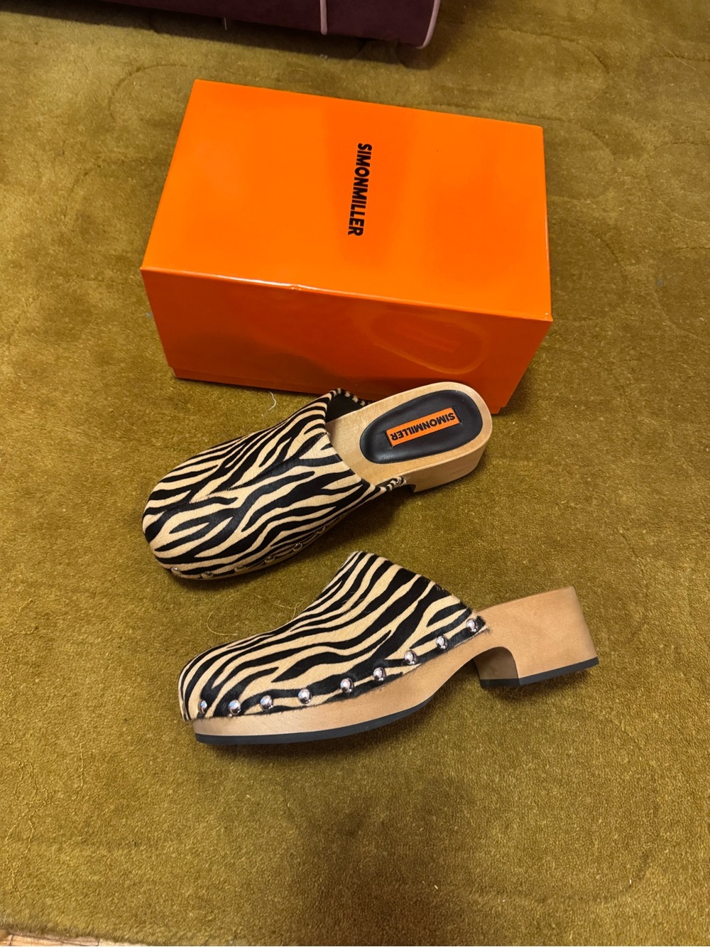 Simon Miller Zebra Slip-On Clogs in Black & Cream